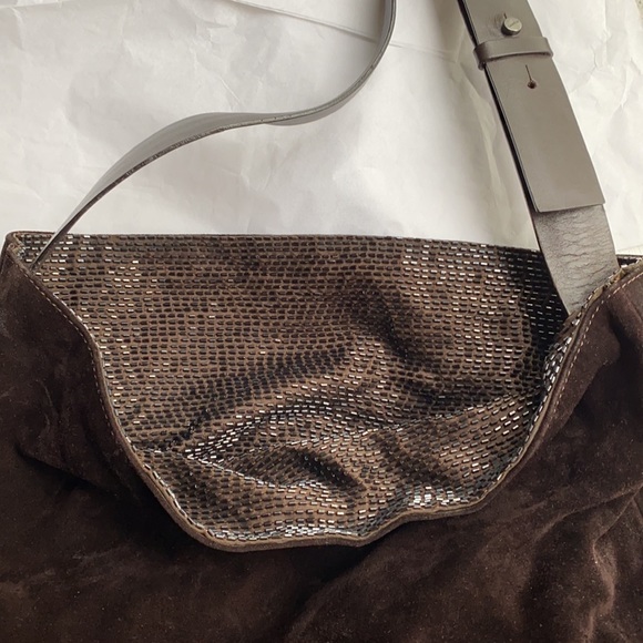 CalvinKlein couture worn suede messengercrossbody - Picture 5 of 8